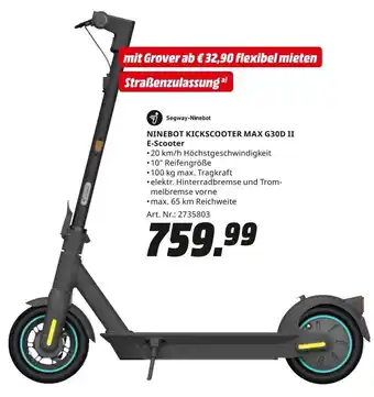 MediaMarkt NINEBOT KICKSCOOTER MAX G30D II E-Scooter Angebot