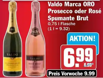 AEZ Valdo Marca ORO Prosecco oder Rosé Spumante Brut 0,75 l Flasche Angebot