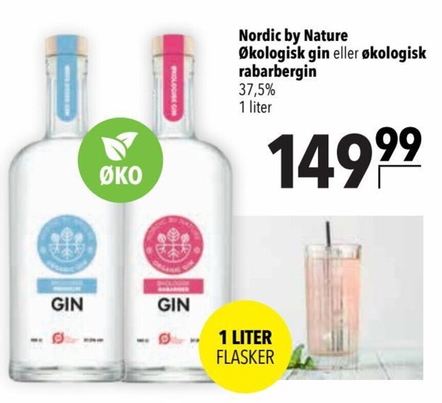 Nordic by Nature Økologisk gin eller økologisk rabarbergin 37,5 1