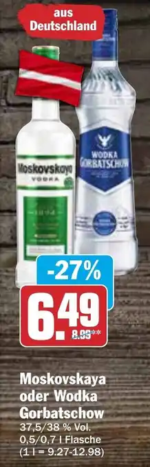 AEZ Moskovskaya oder Wodka Gorbatschow 0,5/0,7 1 Flasche Angebot