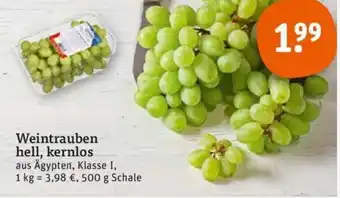 tegut Weintrauben hell, kernlos 500 g Schale Angebot