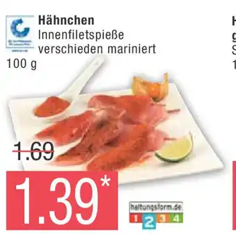 Marktkauf Hähnchen Innenfiletspieße verschieden mariniert 100g Angebot