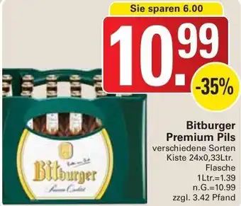 WEZ Bitburger Premium Pils Kiste 24x0,33Ltr. Flasche Angebot