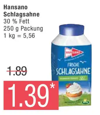 Marktkauf Hansano Schlagsahne 250g Angebot