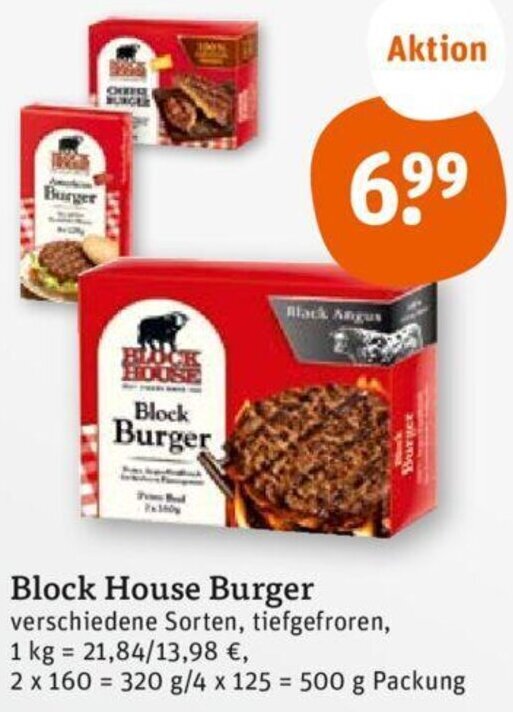 Block House Burger 500 g Packung Angebot bei tegut