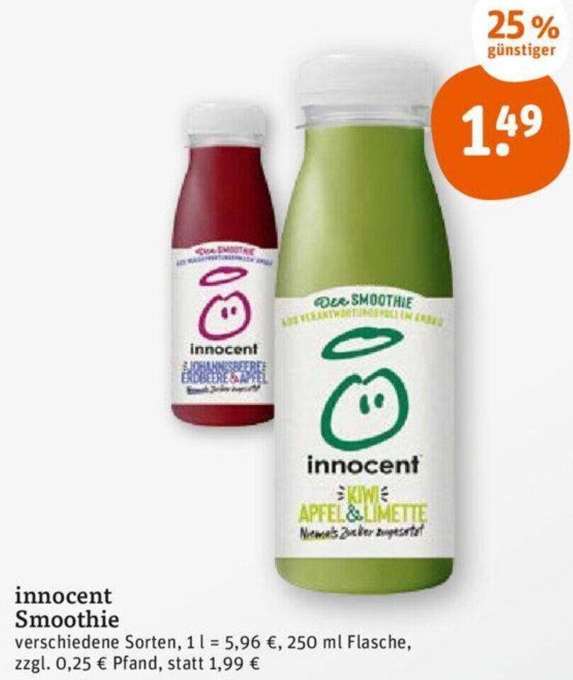 innocent Smoothie 250 ml Flasche Angebot bei tegut