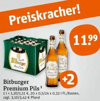 tegut Bitburger Premium Pils 20x0,5 L/24x0,33 L Angebot