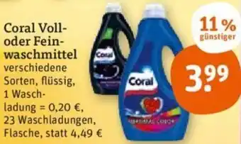 tegut Coral Voll-oder Feinwaschmittel 23 Waschladungen Angebot