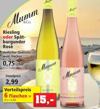 Thomas Philipps Mumm & Co. Riesling oder Spätburgunder Rosé 0,75 Liter Angebot