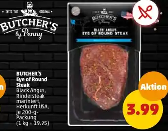 PENNY BUTCHER'S Eye of Round Steak 200-g-Packung Angebot