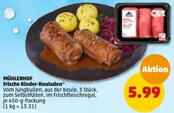 PENNY MÜHLENHOF Frische Rinder-Rouladen 450 g Packung Angebot