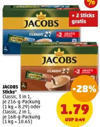 PENNY JACOBS Sticks 216/168 g Packung Angebot