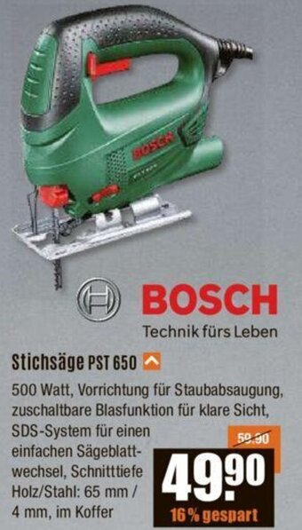 V Baumarkt BOSCH Stichsäge PST 650 Angebot