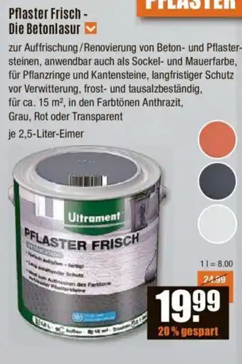 V Baumarkt Pflaster Frisch-Die Betonlasur 2,5 Liter Eimer Angebot