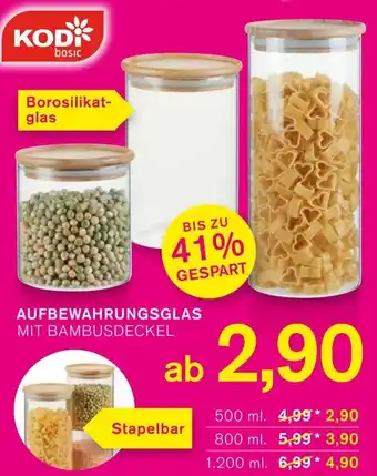 KODi AUFBEWAHRUNGSGLAS MIT BAMBUSDECKEL Angebot