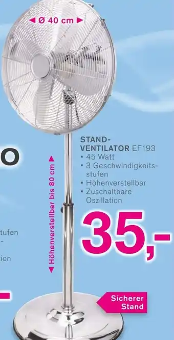 KODi TECTRO STANDVENTILATOR EF193 Angebot