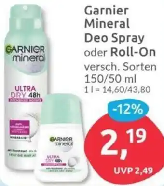 Budni Garnier Mineral Deo Spray oder Roll-On 150/50 ml Angebot