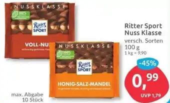 Budni Ritter Sport Nuss Klasse 100 g Angebot