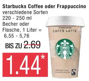 Marktkauf Starbucks Coffee oder Frappuccino 220-250ml Angebot