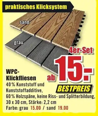 B1 Discount Baumarkt WPC-Klickfliesen 4er-Set Angebot