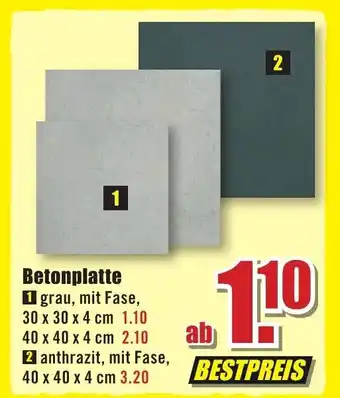 B1 Discount Baumarkt Betonplatte 1 grau, mit Fase, 30 x 30 x 4 cm Angebot