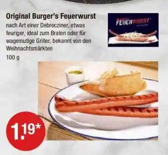 V Markt Original Burger's Feuerwurst 100 g Angebot