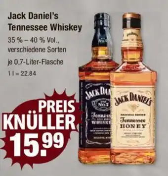 V Markt Jack Daniel's Tennessee Whiskey 0,7-Liter-Flasche Angebot