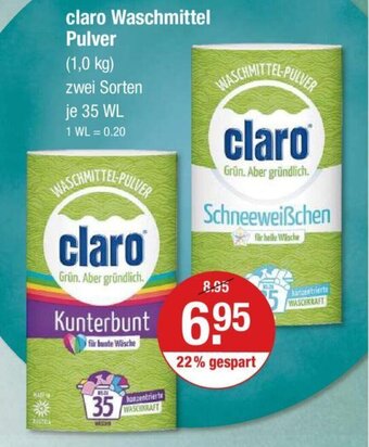 V Markt claro Waschmittel Pulver Angebot