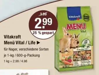 V Markt Vitakraft Menü Vital / Life 1-kg / 600-g-Packung Angebot