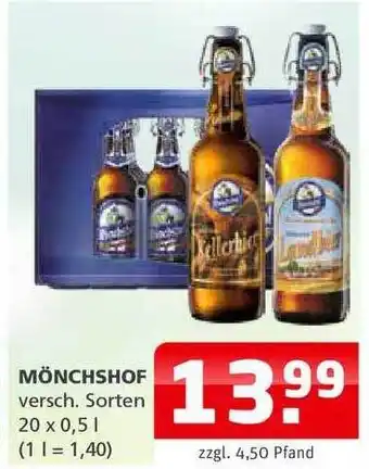 Getränkehaus Mönchshof versch. Sorten Angebot