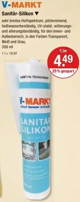 V Markt V-MARKT Sanitär-Silikon 300 ml Angebot