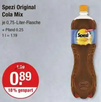 V Markt Spezi Original Cola Mix 0,75-Liter-Flasche Angebot