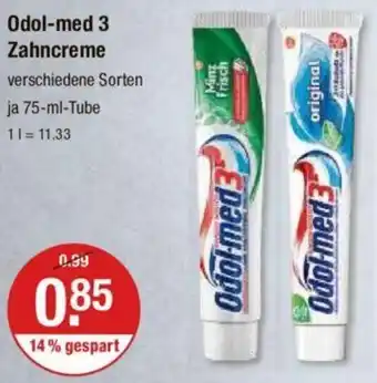 V Markt Odol-med 3 Zahncreme 75-ml-Tube Angebot