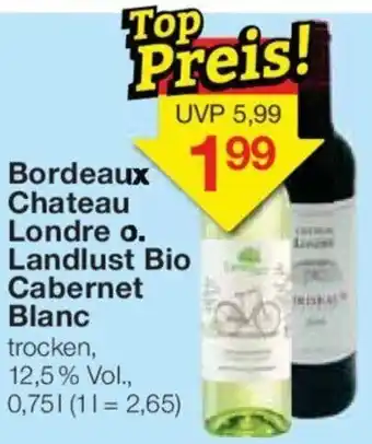 Jawoll Bordeaux Chateau Londre o. Landlust Bio Cabernet Blanc 0,75 L Angebot