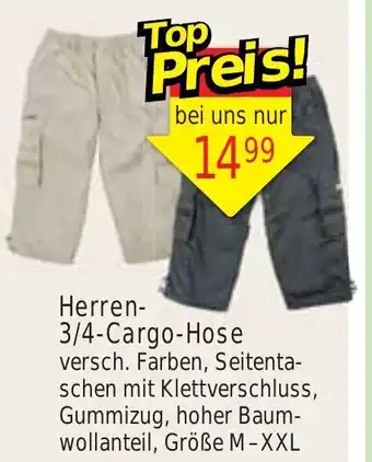 Wiglo Wunderland Herren-3/4-Cargo-Hose M-XXL Angebot