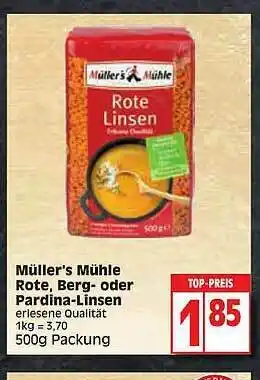 Edeka Müller's Mühle Rote, Berg- Oder Pardina-linsen Angebot