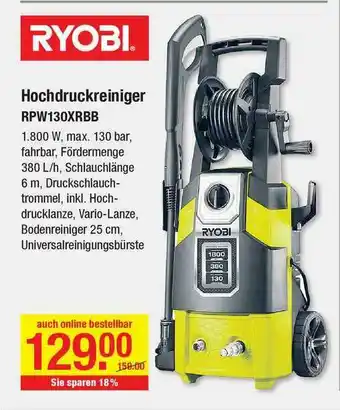 V Baumarkt Ryobi Hochdruckreiniger Rpw130xrbb Angebot