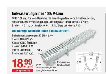 V Baumarkt Entwässerungsrinne 100.v-line Angebot