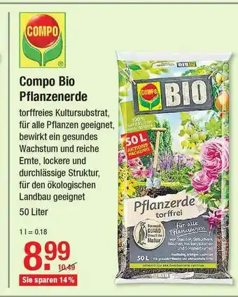 V Baumarkt Compo Bio Pflanzenerde Angebot