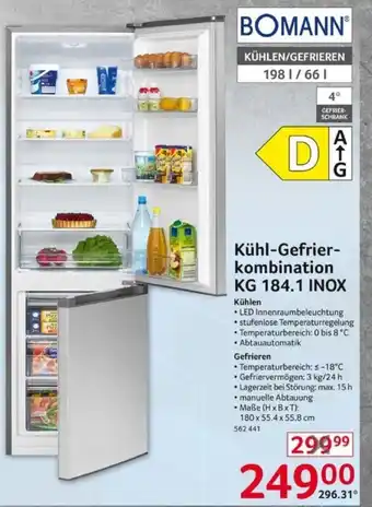 Selgros BOMANN® Kühl-Gefrier-kombination KG 184.1 INOX Angebot