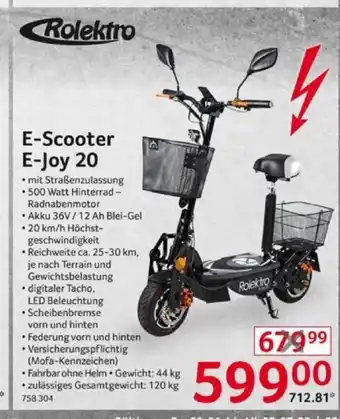 Selgros Rolektro E-Scooter E-Joy 20 Angebot