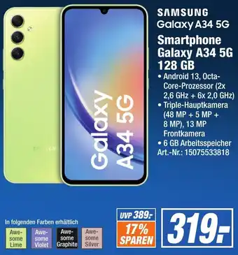 Expert Technomarkt SAMSUNG Galaxy A34 5G Smartphone Galaxy A34 5G 128 GB Angebot