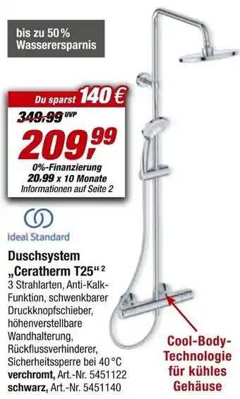 toom Baumarkt Ideal Standard Duschsystem ,,Ceratherm T25" Angebot