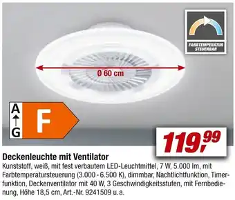 toom Baumarkt Deckenleuchte mit Ventilator Angebot