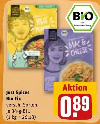 REWE Just Spices Bio Fix 34-g-Btl. Angebot