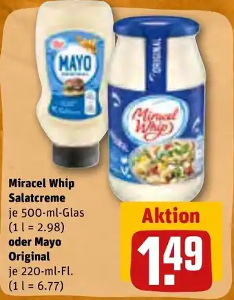 REWE Miracel Whip Salatcreme 500-ml-Glas MAYO ORIGINAL 220 ml Fl. Angebot