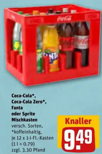 REWE Coca-Cola*, Coca-Cola Zero*, Fanta Mischkasten 12 x 1 l Fl. Angebot