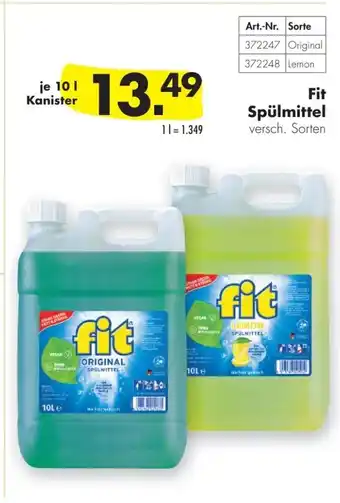 Handelshof Fit Spülmittel versch. Sorten 10L Angebot