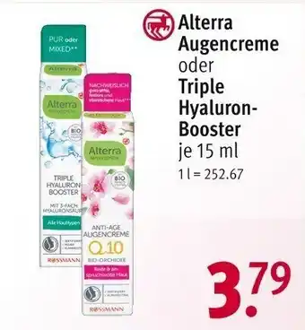 Rossmann Alterra Augencreme oder Triple Hyaluron-Booster je 15 ml Angebot