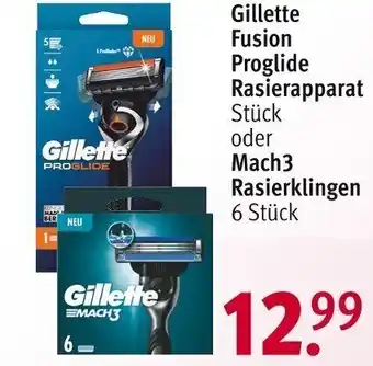 Rossmann Gillette Fusion PROGLIDE Rasierklingen  Stück oder Mach3 Rasierklingen 6 Stück Angebot